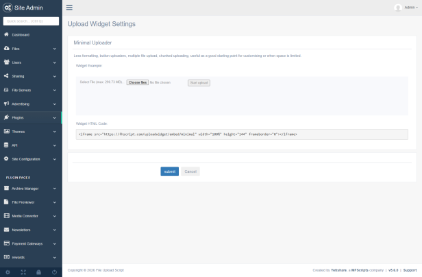 Admin Minimal Uploader